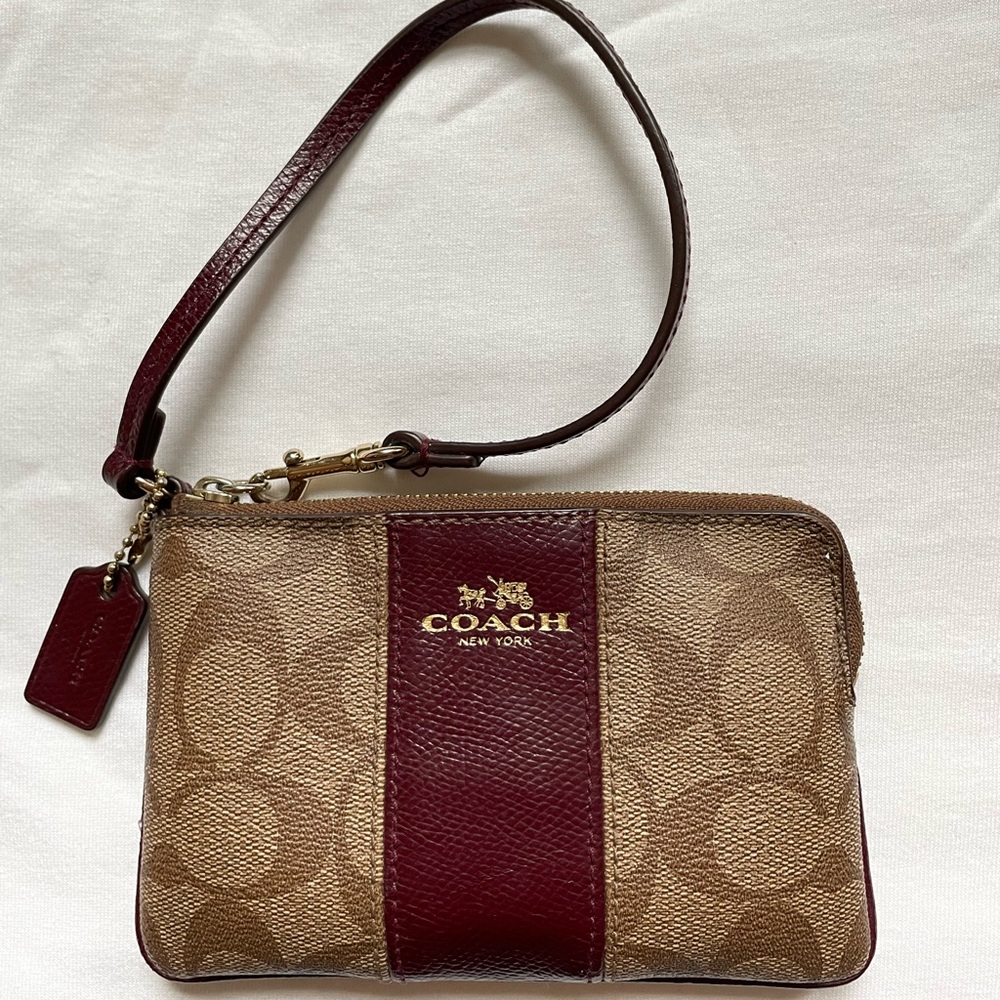 Coach Wristlet Wallet with maroon detail